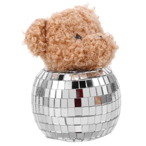 iplusmile Disco -bären -Dekorationen Disco Plüschbärenmodell Dekoratives Tier Disco-Party-tischdekoration Reflektierendes Disco-Ornament Disco-Party-versorgung Discospiegel Plüschtier Glas von iplusmile