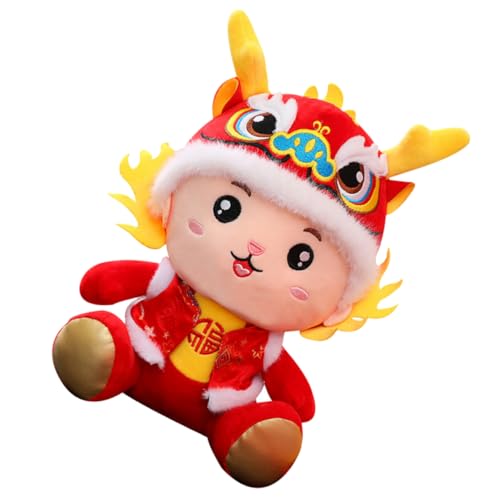 iplusmile Drachenpuppenspielzeug Ausgestopft Plüschtier Süß Karikatur Kuscheltier Drache Figur Puppe Plüschtier Spielzeugplüsch Süßes Stofftier Gefülltes Drachenspielzeug Pp Baumwolle Rot von iplusmile