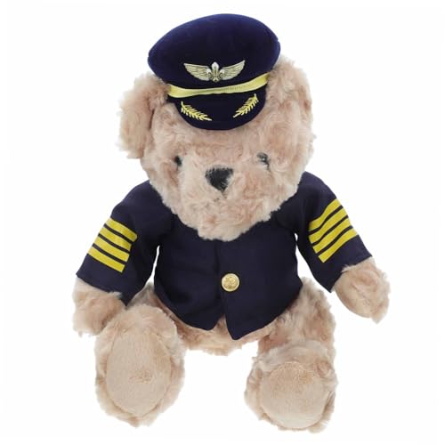 iplusmile Entzückendes Pilotenbär-plüschtier, Weiche Stoffbärenpuppe, Cartoon-bär, Stofftier, Bär in Pilotenuniform, Niedliches Pilotenbären-plüschtier, Kleine Bärenpuppe von iplusmile