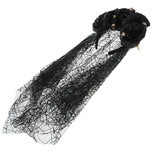 iplusmile Gothic Halloween Schleier Stirnband mit Blumenkrone Schwarzes Haarschmuck Accessoire für Karneval Cosplay und Partys Blumenschmuck mit iplusmile Gothic Halloween Schleier Stirnband mit Blumenkrone Schwarzes Haarschmuck Accessoire für Karneval Cosplay und Partys Blumenschmuck mit von iplusmile