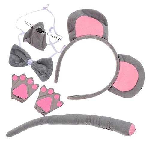 iplusmile Graues Kostüm mit Weichen Ohr Accessoires und Grauen Handschuhen Niedliches Cosplay Stirnband Tierkostüm für Karneval Halloween Party von iplusmile
