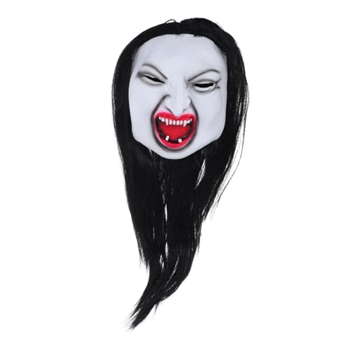iplusmile Gruselige Frauengesichtsmaske mit Langem Haar Realistische Horror Maske für Halloween Detailreiche Bequeme Verkleidung für Kostümpartys Bühnenauftritte und Maskeraden von iplusmile