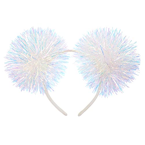 iplusmile Haarreif Pompom aus Tinsel Glitzerndes Dehnbares Stirnband für Weihnachten Cosplay Party und Festliche Anlässe Weiß von iplusmile