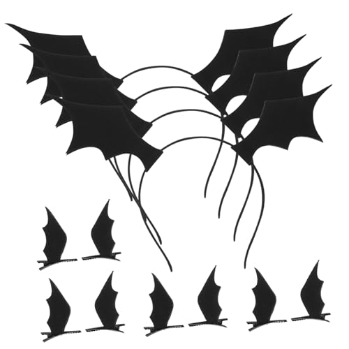iplusmile Halloween Haarreif Set Teilig mit Schwarzen Fledermausflügeln und Haarclips Komfortabel Dekorativ für Party Cosplay Fotografie und Halloween Kostüm Zubehör von iplusmile