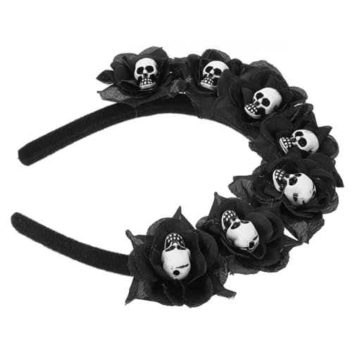 iplusmile Halloween Haarreif mit Schwarzen Künstlichen Blumen und Schädel Langlebiges Halloween Haaraccessoire für Damen Geeignet für Kostümparty Foto Requisiten und Karneval Universelle von iplusmile