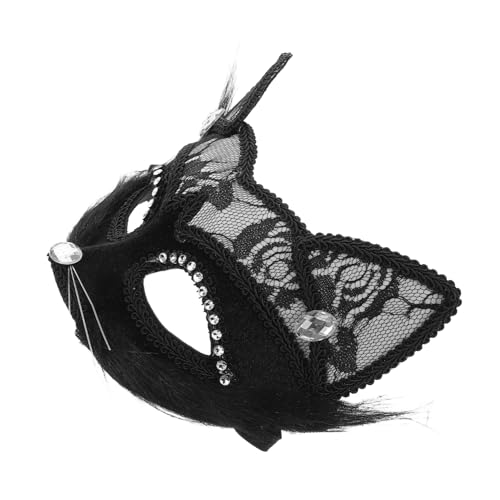 iplusmile Handgefertigte Spitzen Katzenmaske Elegant Kunstvoll Handgenähtes Design für Damen Herren Maskerade Fasching Halloween Karneval Party Zubehör von iplusmile