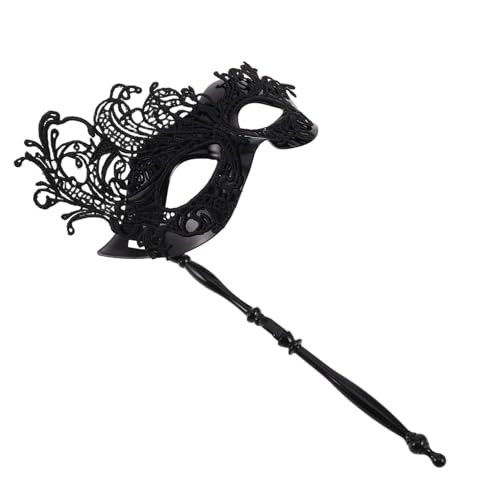 iplusmile Handgefertigte Spitzen Masquerade Maske mit Stab Formstabil Elegante Augenmaske für Damen Geeignet für Maskenball Halloween und Karneval Vielseitig für Kostümpartys und Festliche von iplusmile