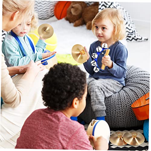 iplusmile Handheld Jingle Bell mit Holzgriff und Kupfer Fingerschellen Percussion Instrument für Pädagogisch Geeignet für Bühne Schule Fördert Auge Hand Koordination Blau von iplusmile