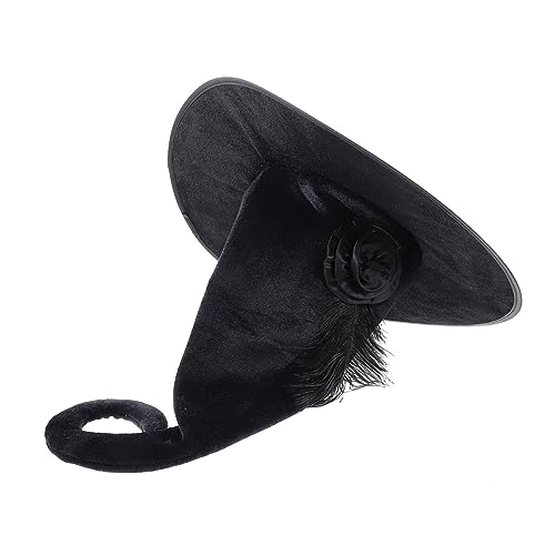 iplusmile Hexen Hut Damen für Halloween Schwarzer Kostümhut mit Rosenblume für Cosplay Maskerade Festlichkeiten Partys Deko im Entertainment von iplusmile