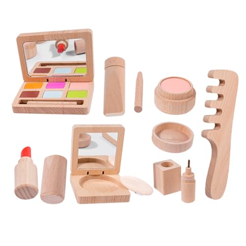 iplusmile Holz Kosmetikspielzeug für Realistisches Schminkset mit Lippenstift Lidschatten und Spielerisches Beauty Salon Zubehör für Mädchen Pädagogisches Rollenspiel von iplusmile