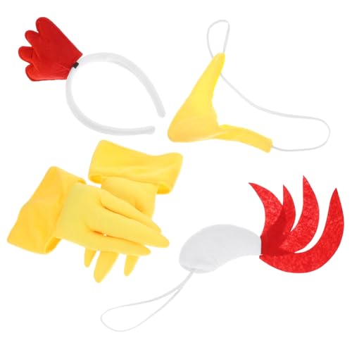 iplusmile Küken Kostüm Set Weißes Federhaarband Leichtes Party Accessoire Hühnchen Verkleidung Stirnband mit Krallen Zubehör für Karneval und Mottopartys von iplusmile
