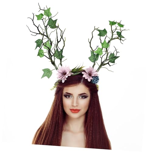 iplusmile Künstliches Baumzweig Haarband mit Realistischen Blüten Stabiles Kopfschmuck Accessoire für Damen und Mädchen Festliches Party Haarreif für Weihnachten und Fasching von iplusmile