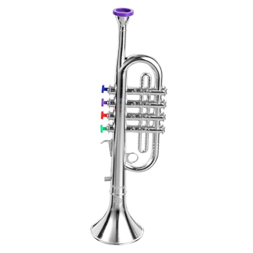 iplusmile Kunststoff Trompete Leichtes Pädagogisches Blasinstrument für Anfänger Jungen Mädchen Musik Lernspielzeug Silberfarbenes Instrument für Kreatives und Raumdekoration von iplusmile
