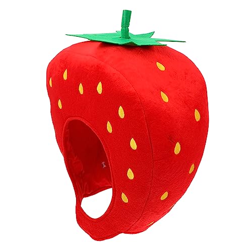 iplusmile Lustige Erdbeermütze Cosplay Kopfhaube Bequem Party Kostüm Selfie Foto Zubehör für Erwachsene Halloween Karneval von iplusmile