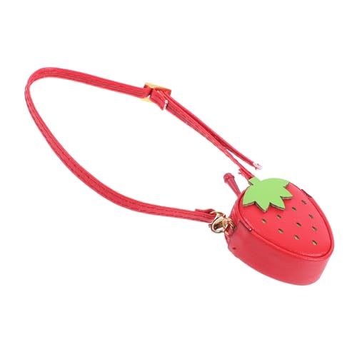iplusmile Mini Erdbeer Handtasche für Puppen Strapazierfähiges PU Material Kleine Crossbody Tasche Niedliches Design Geeignet für Bjd Puppen Outfits Puppenaccessoire von iplusmile