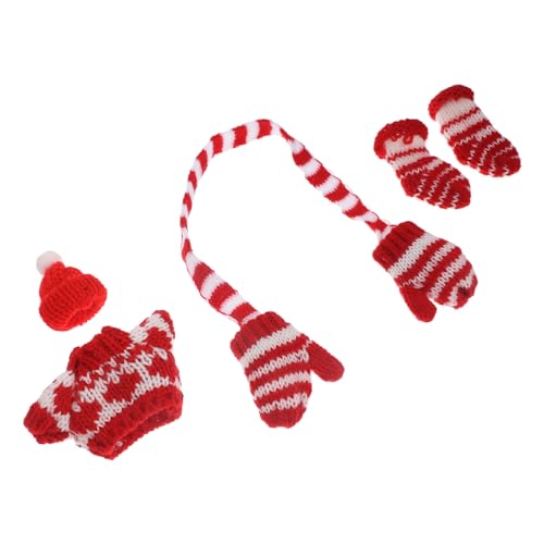 iplusmile Mini Puppenkleider Winter Strickmütze Handschuhe Pullover Socken für Puppen Weiche Warme Winteraccessoires für Dekorieren von iplusmile