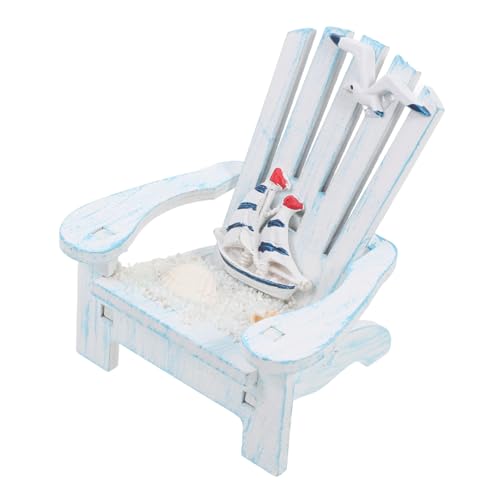 iplusmile Miniatur Strandstuhl Deko Mediterraner Stil Puppenhaus Miniaturmöbel Strand Mikrolandschaft Kleiner Blauer Strandliegestuhl Handyhalter Desktop Ornament von iplusmile