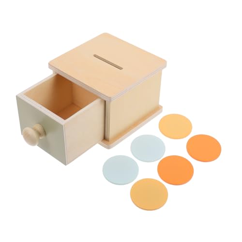 iplusmile Montessori Holzspielzeug mit Ziehbox und Münzbehältern Motorikförderndes Lernspielzeug für Kleinkinder Frühkindliche Entwicklung Minimalistisches Design Aktivitätsorientiert von iplusmile