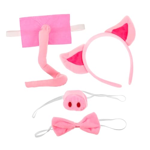 iplusmile Niedliches Schwein Kostüm mit Realistischem Schweinenase Weichem Schweineohren Stirnband und Rosa Filzschweif für Karneval Cosplay Bühnenauftritte und Partyveranstaltungen von iplusmile