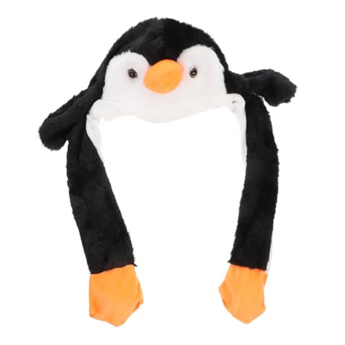iplusmile Plüsch Pinguin Cosplay Hut mit Beweglichen Ohren Weiche Winter Mütze für Party Festival Karneval Kuscheliger Animal Hat für Damen und Herren von iplusmile