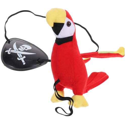 iplusmile Plüsch Piratenpapagei Kuscheltier mit Augenmaske Teiliges Halloween Kostümzubehör für Piraten Mottoparty Vielseitiges Cosplay Accessoire für Karneval Verkleidung und von iplusmile