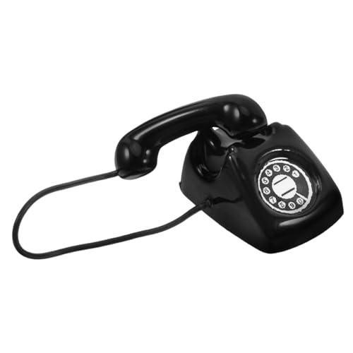 iplusmile Puppenhaus Telefon Miniatur Mit Wählscheibe Realistisch Unser Zubehör Vintage Puppenhausmöbel Mini-Telefon Dollhouse Dekorationen Ferrolegierung Schwarz von iplusmile