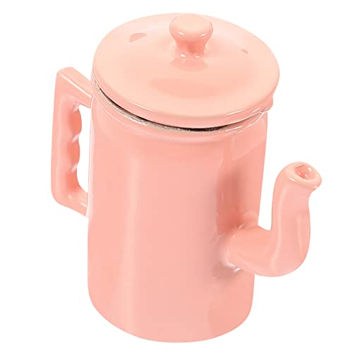 iplusmile Puppenhaus Zubehör Pinke Miniatur Kaffeekanne mit Deckel und Griff Hochwertige Realistische Miniatur Kaffeemaschine für Puppenhaus Dekoration von iplusmile