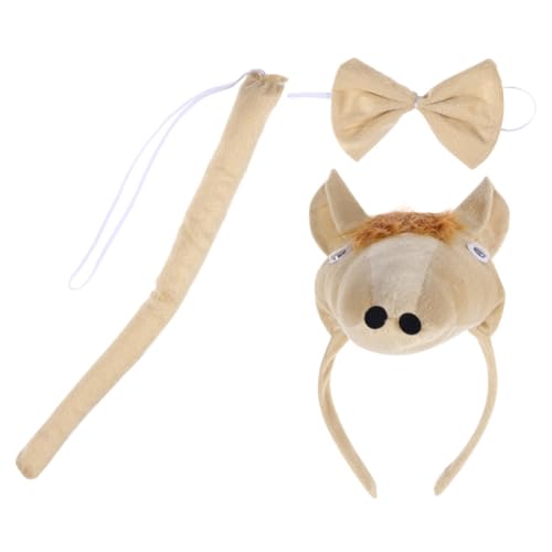 iplusmile Satz Dreidimensionales dreiteiliger Set Tierkostüme für Zubehör für Osterkostüme Osterkopfschmuck Partykostüm Stirnband kurzer Plüsch Light Brown von iplusmile