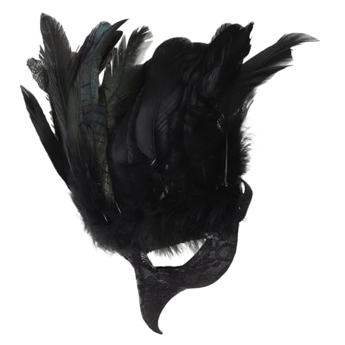 iplusmile Schwarze Feder Masquerade Augenmaske Leichte Gesichtsmaske für Damen und Herren Dekoratives Kostümzubehör für Halloween Karneval Maskenball Party und Cosplay von iplusmile