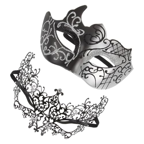 iplusmile Schwarze Metall Masquerade Maske mit Strass Verzierungen Dekorative Karnevalsmaske für Stilvolle Kostüm und Faschingsmaske für Maskenball und Cosplay Party von iplusmile