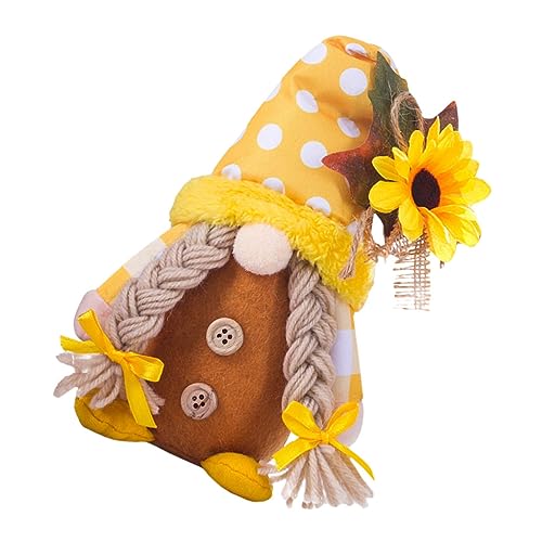 iplusmile Sonnenblumenpuppe Desktop-Zwerg-Puppe Cartoon-GNOME-Puppendekor Gartenpuppenschmuck Festival-Zwerg- Sommerzwerg Sonnenblumenzwergdekor Baumwolle Orange von iplusmile