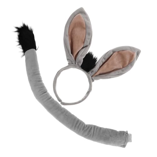 iplusmile Tierkostüm Set Esel Ohren Haarreif und Plüsch Animal Cosplay Zubehör für Erwachsene Detailreiches Kostümzubehör für Halloween Karneval Partys und Fasching von iplusmile