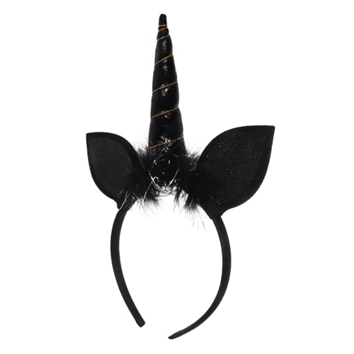 iplusmile Unicorn Haarreifen Schwarz Cosplay Party Haarschmuck Leicht Fester Sitz Lustiges Kostüm Accessoire für Mädchen und Erwachsene von iplusmile