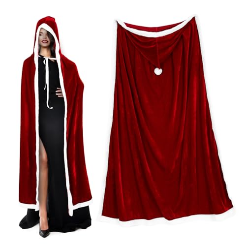iplusmile Velvet Kapuzenumhang Damen Santa Kostüm Umhang mit Bindeband Warm Weihnachtskostüm Umhang Erwachsene Samt Mantel für Karneval und Festliche Anlässe iplusmile Velvet Kapuzenumhang Damen Santa Kostüm Umhang mit Bindeband Warm Weihnachtskostüm Umhang Erwachsene Samt Mantel für Karneval und Festliche Anlässe von iplusmile
