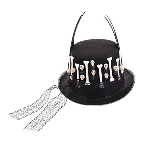 iplusmile Vintage Jazz Hut mit Federn Spitze Retro Skull Hut für Halloween für Festivalpartys Cosplay Dekorationen iplusmile Vintage Jazz Hut mit Federn Spitze Retro Skull Hut für Halloween für Festivalpartys Cosplay Dekorationen von iplusmile