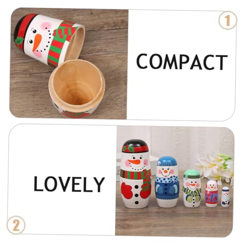 iplusmile Weihnachtliche Lagige Holz Schneemann Handbemalt Traditionelle Russische Nistpuppen Dekoratives und Festliche Weihnachtsdeko von iplusmile