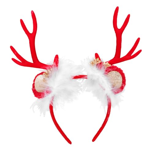 iplusmile Weihnachtlicher Hirschgeweih Haarreif für Handgefertigt Strapazierfähiges und Harzmaterial Weicher Chic Haarschmuck für Xmas Party Cosplay und Geburtstagsfeiern von iplusmile