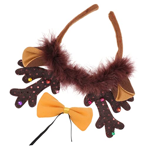 iplusmile Weihnachtliches Rentier Geweih Haarreif mit Niedlicher Schleife Festliches Stirnband für Damen und Mädchen Dekoratives Haar Accessoire für Weihnachtsfeiern und Cosplay von iplusmile
