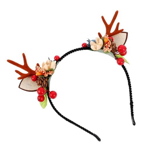 iplusmile Weihnachts Haarreif Rentier Geweih Haarband mit Beeren und Zapfen Festlicher Haarschmuck für Damen Mädchen Weihnachtsfeier Karneval Party Zubehör von iplusmile