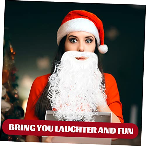 iplusmile Weihnachtsmann Perücke mit Mütze Weißer Cosplay und Wellenperücke aus Polyester Weicher Weihnachtsmütze aus Vliesstoff Langlebiges Santa Claus Kostüm Zubehör für von iplusmile