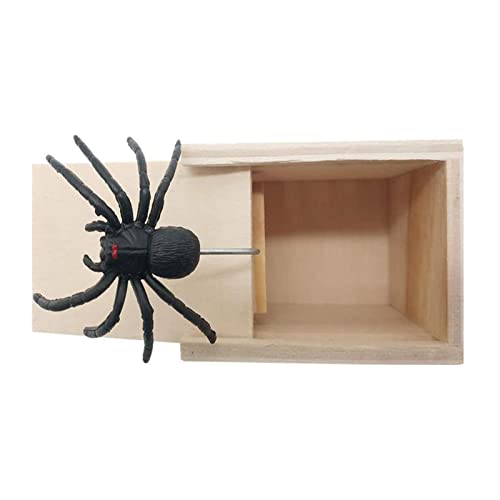 irror Spider Prank Scare Box | Holz-Überraschungs-Streichschachtel mit gefälschten Spinnen | Handgemachte lustige praktische Überraschungs-Witzboxen für Halloween-Geburtstags-Weihnachtsfeiern von irror