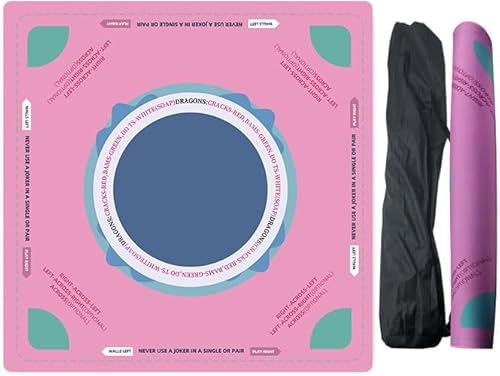 ishenkea Mahjong Lernmatte (83 x 83 cm), Neopren-Mahjong-Matte für Tisch, rutschfest, geräuschreduzierend, Mahjong-Tischmatte für Amerikaner (Rosa) von ishenkea