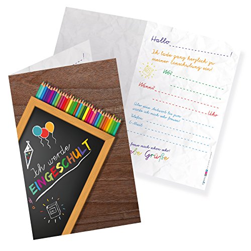 itenga 12x Einladungskarte Klappkarte A6 Hochformat zum Schulanfang Einschulung Schulstart 1.Schultag itenga 12x Einladungskarte Klappkarte A6 Hochformat zum Schulanfang Einschulung Schulstart 1.Schultag von itenga