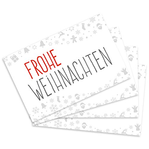 itenga 24 x Geschenkekärtchen Frohe Weihnachten im Visitenkartenformat Mini-Weihnachtskarte Geschenkanhänger für Kurze Texte Namensschild von itenga