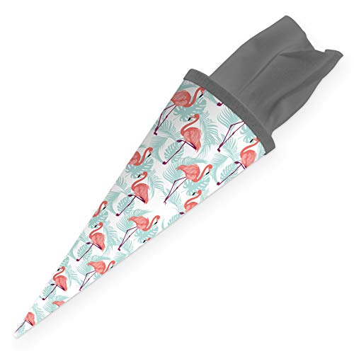 itenga Geschwisterschultüte 35 cm Tiere Pflanzen Muster Geschenkverpackung Schultüte Zuckertüte Filzverschluss Kinder Erwachsene (Flamingo) von itenga