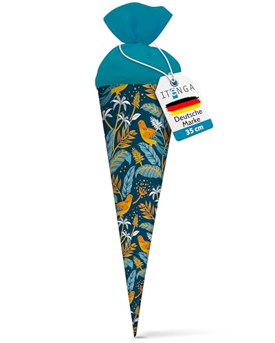 itenga Geschwisterschultüte 35 cm Tiere Pflanzen Muster Geschenkverpackung Schultüte Zuckertüte Filzverschluss Kinder Erwachsene (Vögel) von itenga