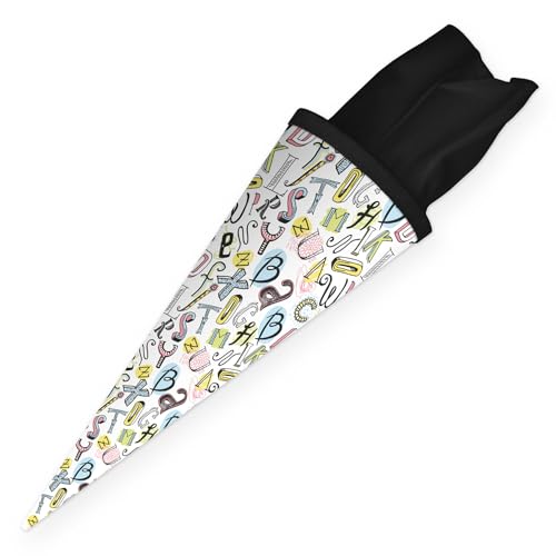 itenga Geschwisterschultüte 35cm Motiv Formeln oder Buchstaben Geschenkverpackung kleine Schultüte für Schüler Studenten zum Schulstart Ausbildungsstart Studium (Motiv Buchstaben) von itenga