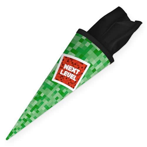 itenga Geschwisterschultüte 35cm Motiv Pixel Geschenkverpackung kleine Schultüte für Schüler Studenten zum Schulstart Ausbildungsstart Studium (Motiv Pixel - Next Level) von itenga