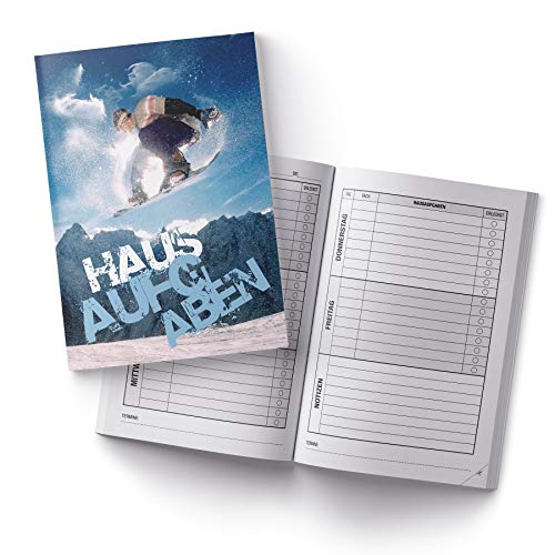 itenga Hausaufgabenheft Snowboarder DIN A5 96 Seiten Schulbedarf Meine Hausaufgaben für Gemeinschaftsschule Gymnasium von itenga