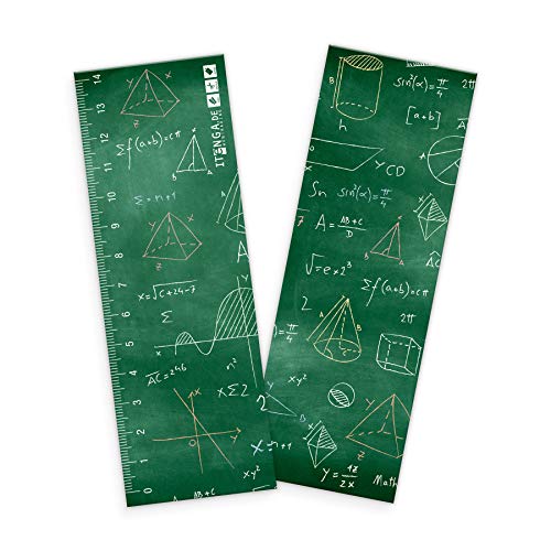 itenga Lesezeichen für Schule Motiv Formeln Lineal Bookmark Lesemarke glänzend mit Lineal von itenga